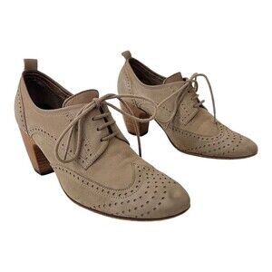 Kennel Schmenger Womens UK 4 US 6 Taupe Wingtip Lace Up Heels